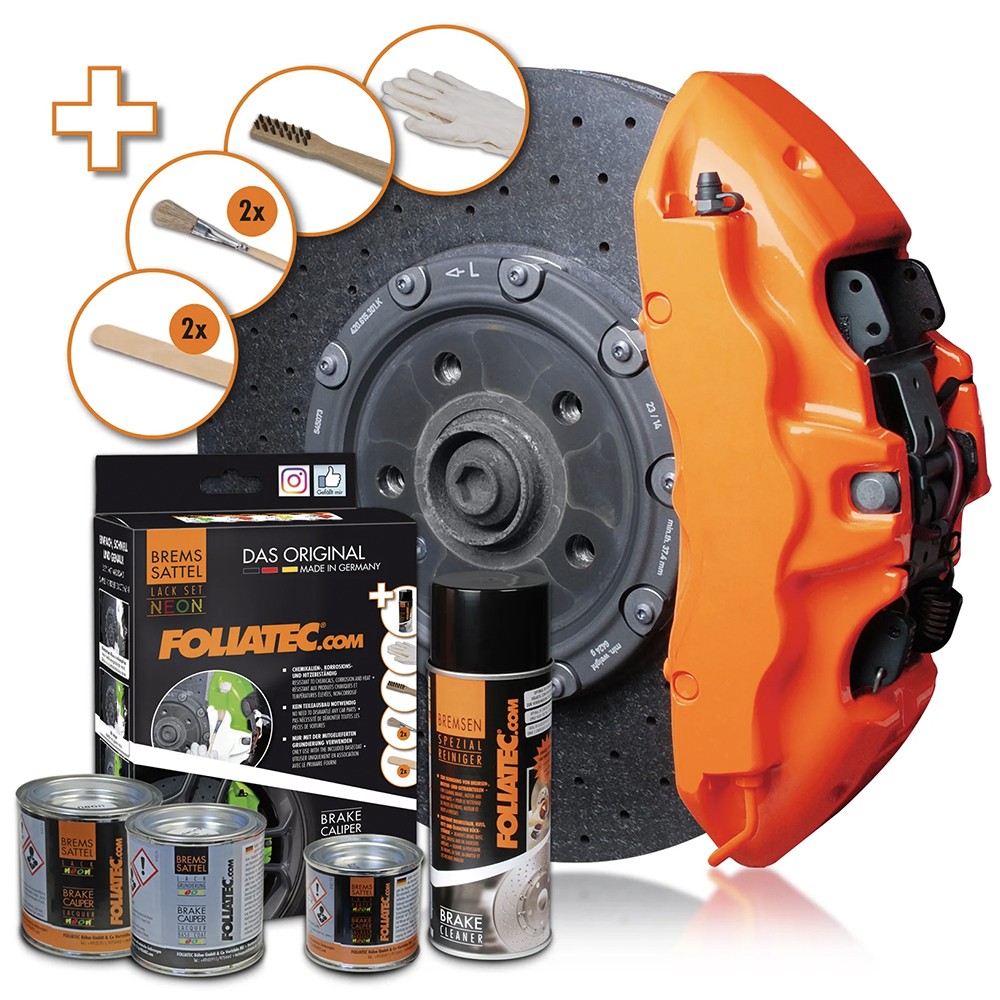FOLIATEC KIT PINTURA PARA PINZAS DE FRENO NEÓN NARANJA 4 COMPONENTES