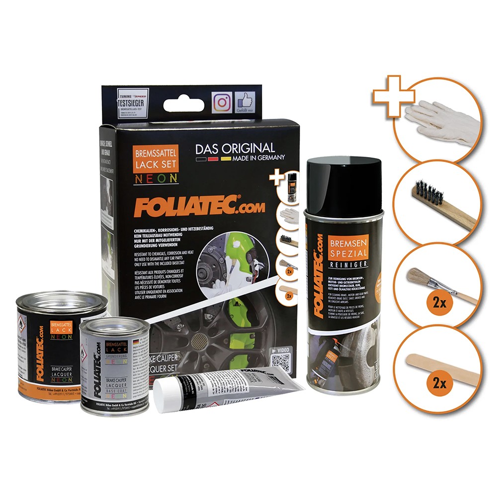FOLIATEC KIT PINTURA PARA PINZAS DE FRENO NEÓN VERDE 4 COMPONENTES - Imagen 4