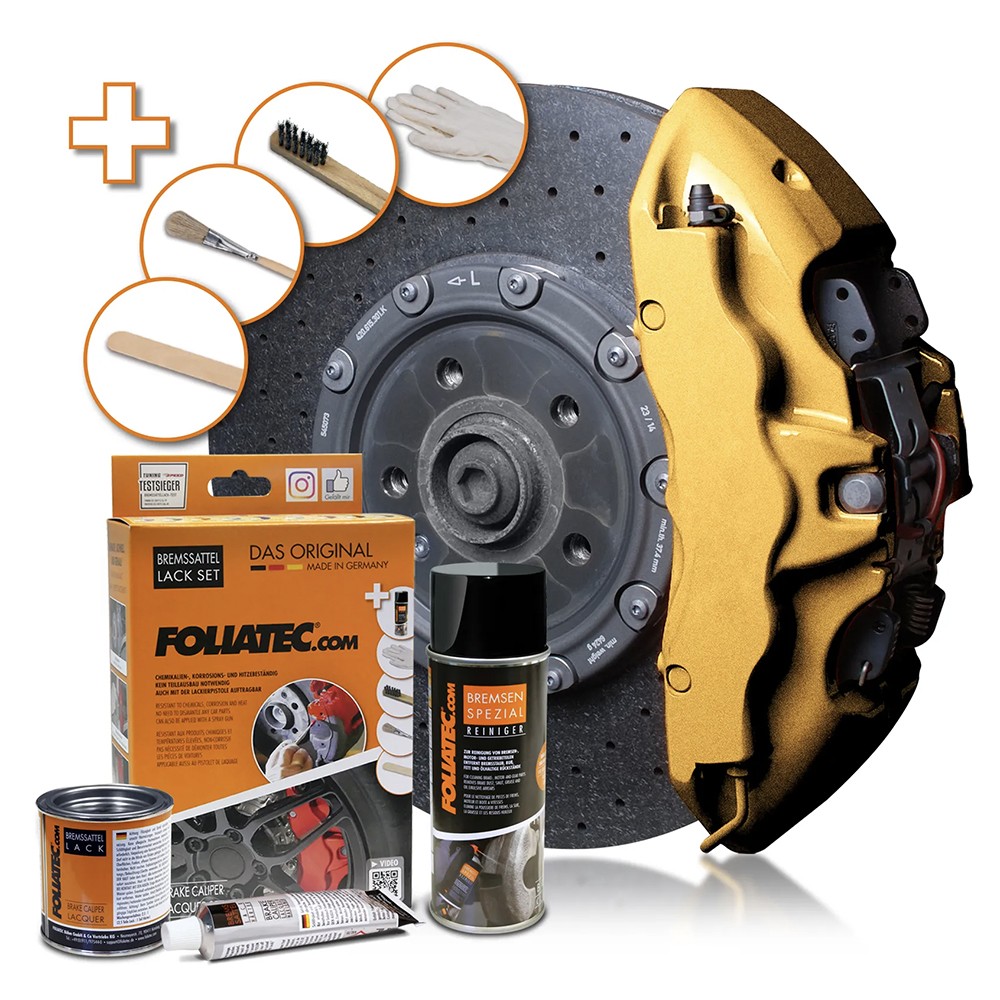 FOLIATEC KIT PINTURA PARA PINZAS DE FRENO PRESTIGE DORADO METÁLICO 3 COMPONENTES