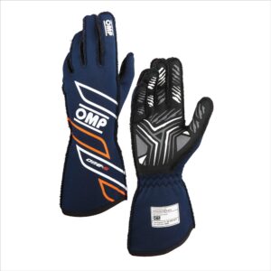 GUANTES OMP ONE-S MY2025 FIA 8856-2018 NAVY AZUL / FLUO NARANJA TALLA XXL