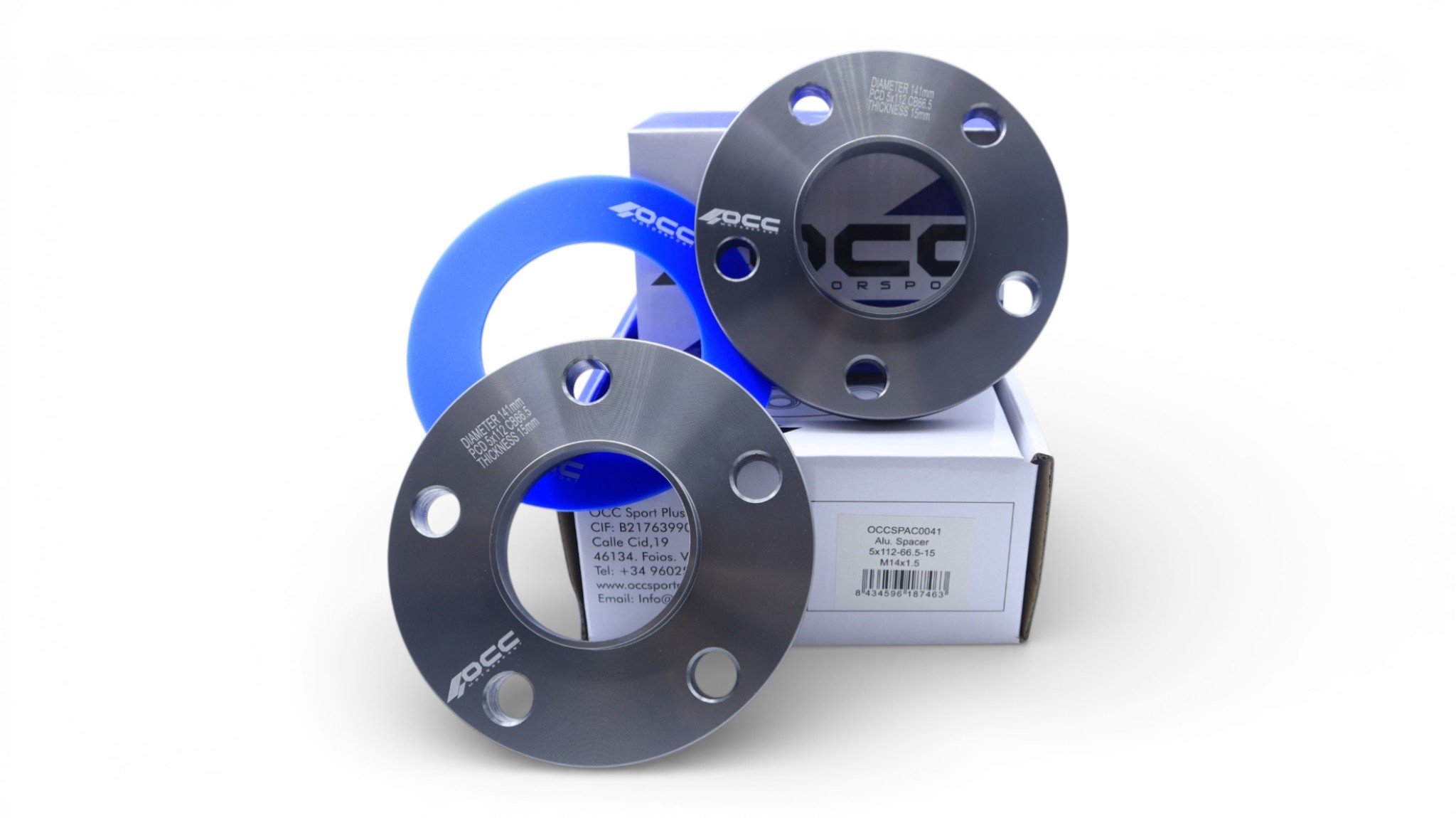 SEPARADORES OCCMOTORSPORT D.CENT. ANCHO:15MM PCD:5X112 BUJE:66,5 BUJE EXT:66,5 TORN. M14X1,5 CONIC+14X1,5 ESF. - Imagen 4