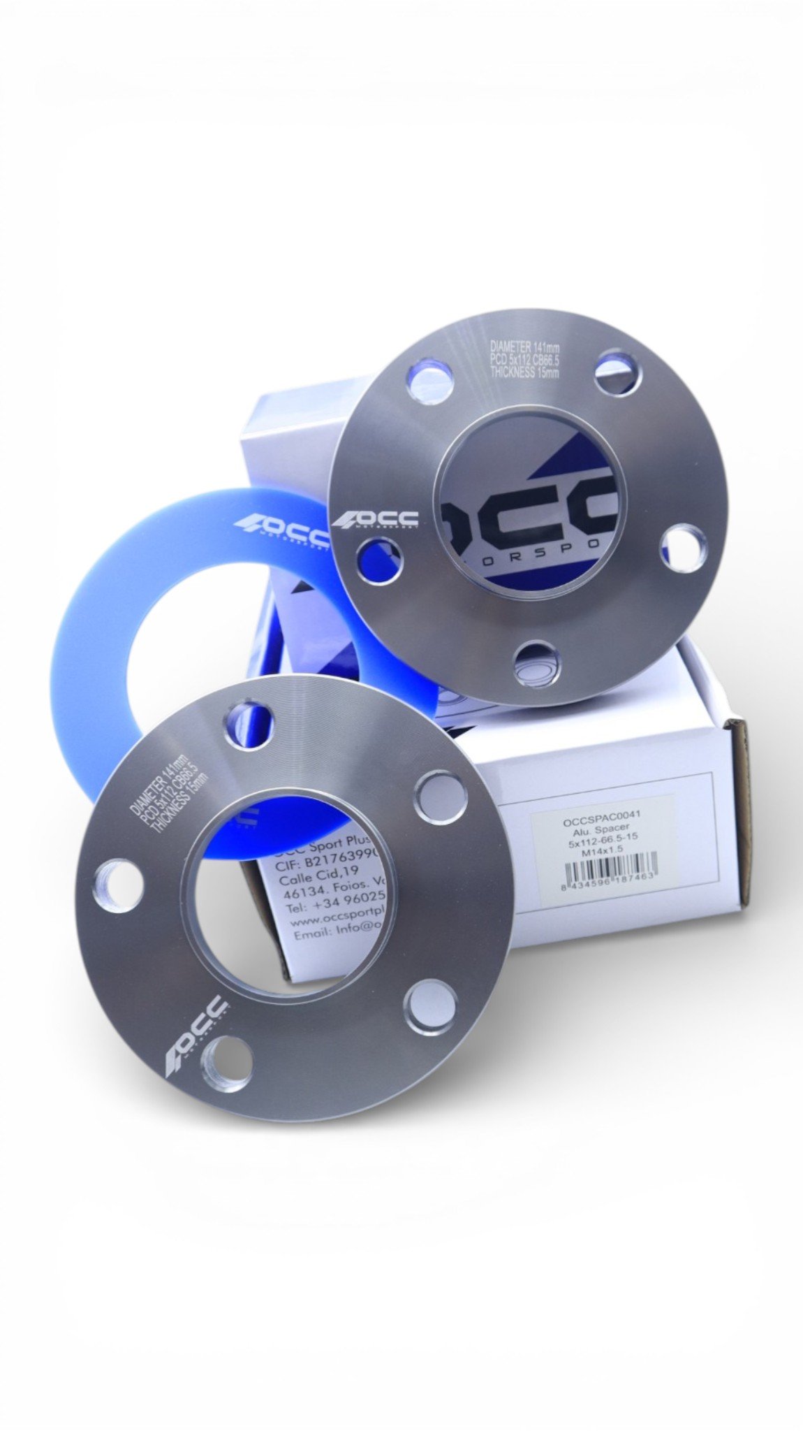 SEPARADORES OCCMOTORSPORT D.CENT. ANCHO:15MM PCD:5X112 BUJE:66,5 BUJE EXT:66,5 TORN. M14X1,5 CONIC+14X1,5 ESF. - Imagen 5
