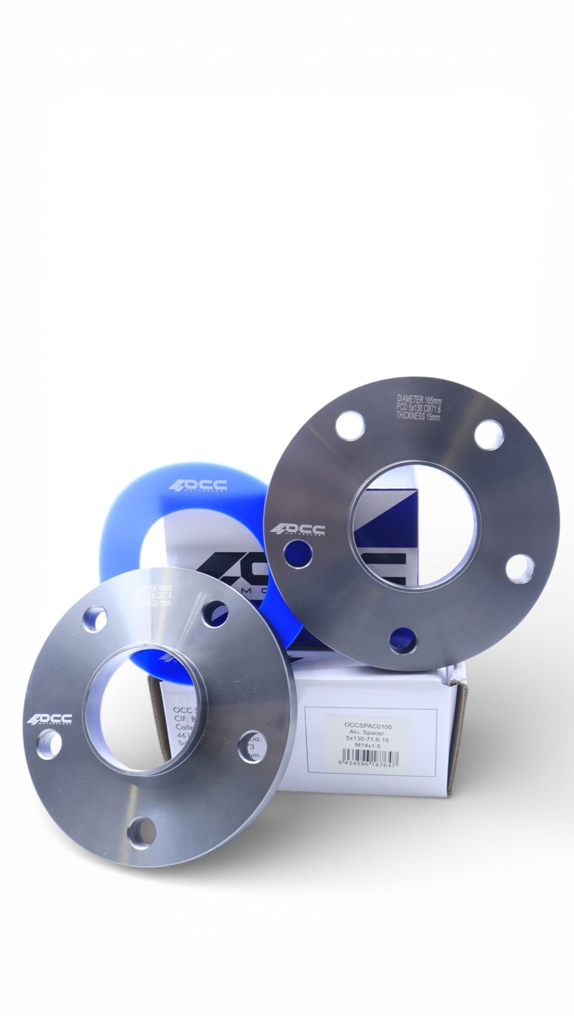 SEPARADORES OCCMOTORSPORT D.CENT. ANCHO:15MM PCD:5X130 BUJE:71,6 BUJE EXT:71,6 OD:165 TORN. M14X1,5 ESF. - Imagen 2