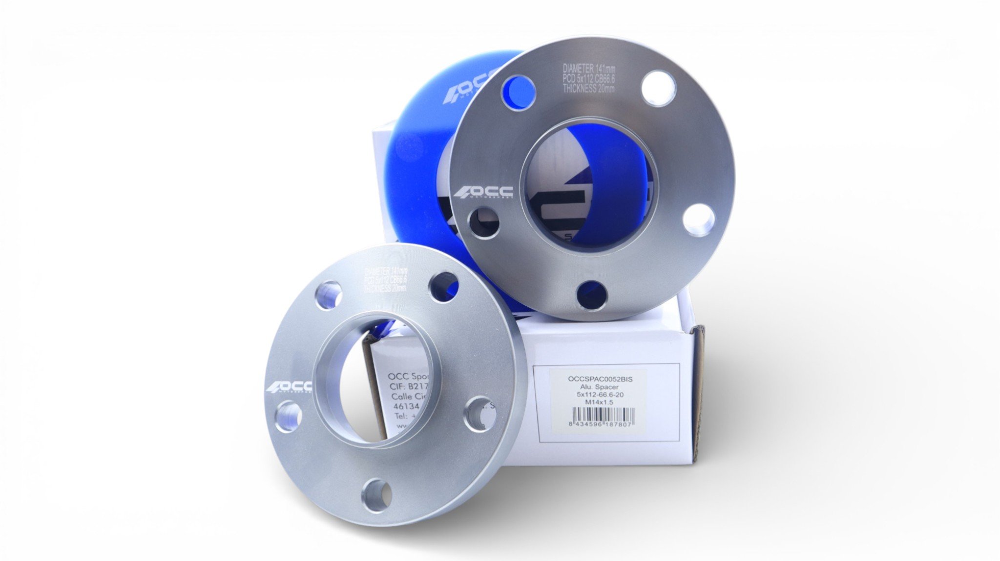 SEPARADORES OCCMOTORSPORT D.CENT. ANCHO:20MM PCD:5X112 BUJE:66,5 BUJE EXT:66,5 TORN. M14X1,5 CONIC+14X1,5 ESF. - Imagen 9