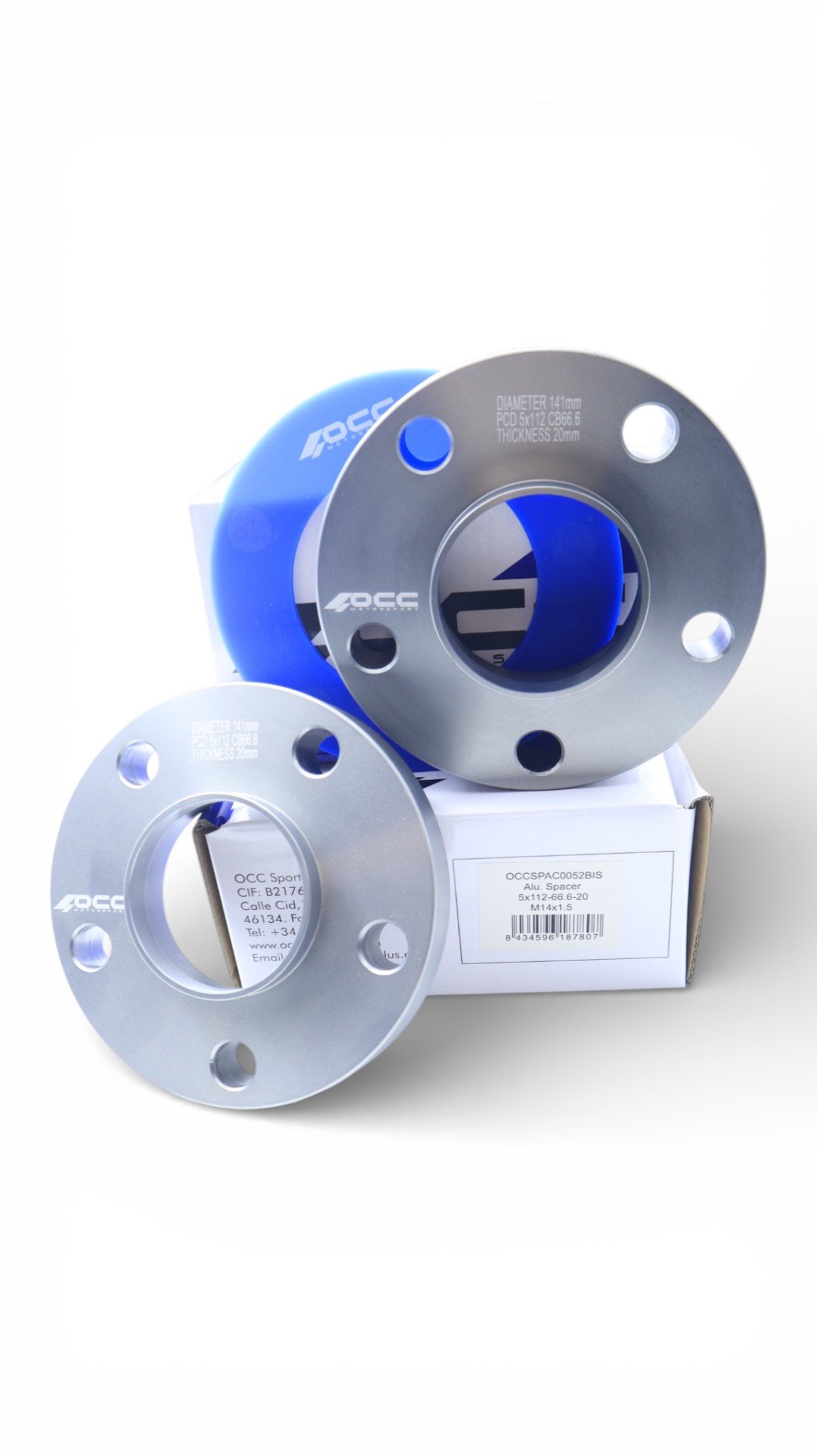 SEPARADORES OCCMOTORSPORT D.CENT. ANCHO:20MM PCD:5X112 BUJE:66,6 BUJE EXT:66,6 TORN. M14X1,5 CONIC+14X1,5 ESF. - Imagen 5