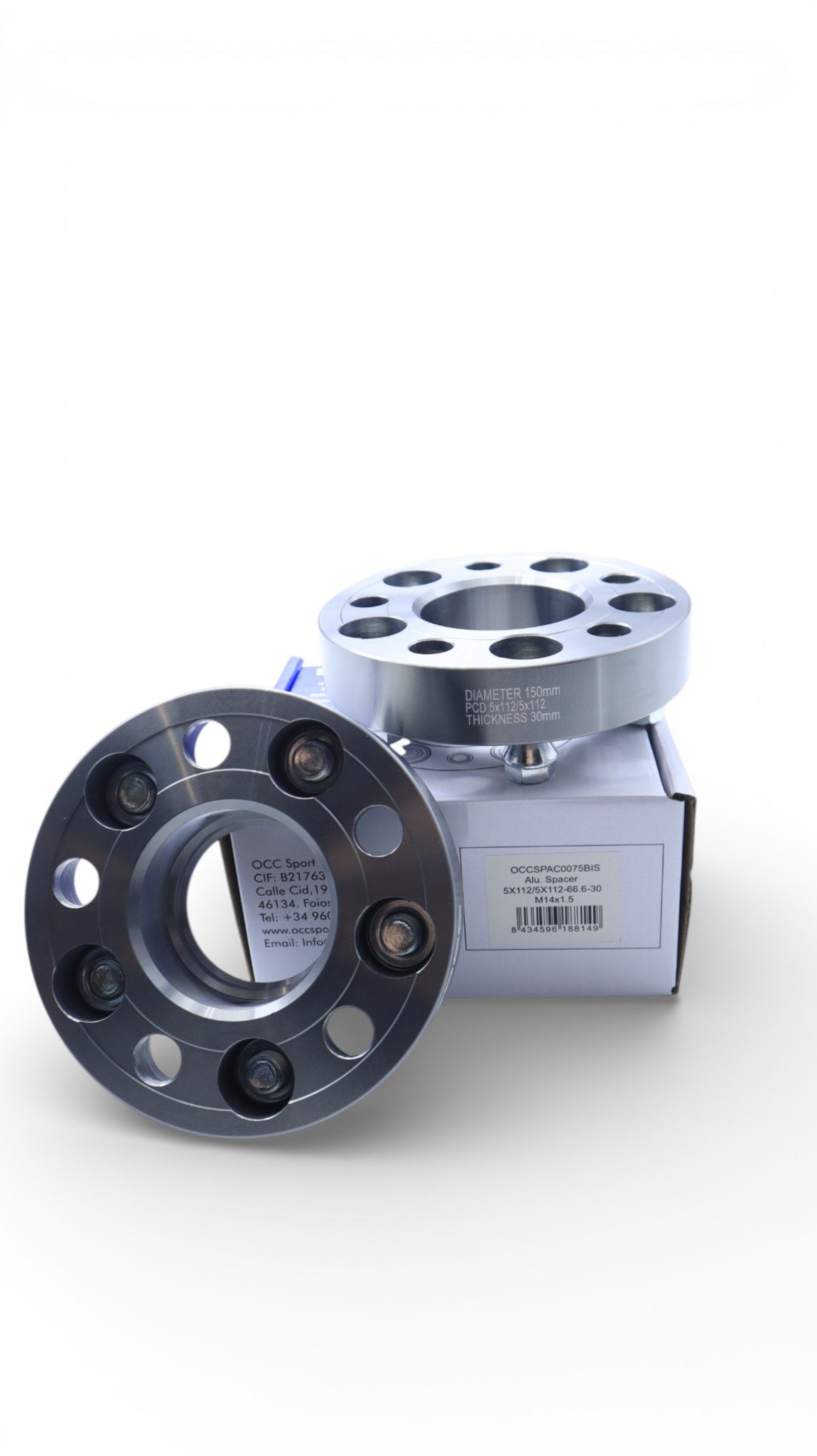 SEPARADORES OCCMOTORSPORT D.CENT./D.FIJA. ANCHO:30MM PCD:5X112/5X112 BUJE:66,6 BUJE EXT:66,6 TORN. M14X1,5 - Imagen 3