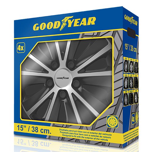 TAPACUBOS MONACO BICOLOR 15" NEGRO/PLATA GOODYEAR 4UDS CS1 - Imagen 3