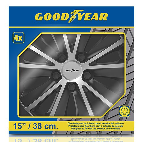TAPACUBOS MONACO BICOLOR 15" NEGRO/PLATA GOODYEAR 4UDS CS1 - Imagen 5