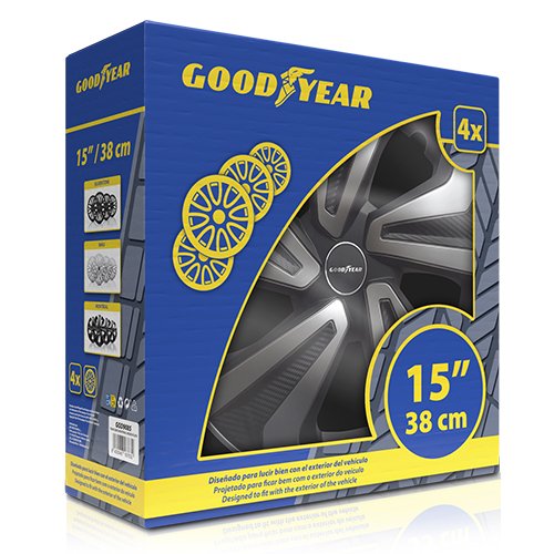 TAPACUBOS MONTREAL BICOLOR 15" NEGRO/PLATA GOODYEAR 4 UDS - Imagen 3