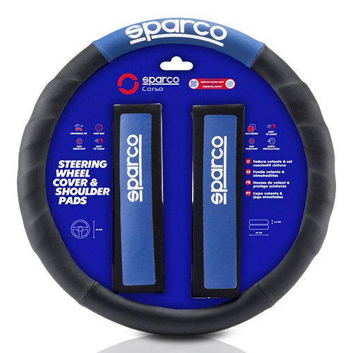 FUNDA VOLANTE+ALMOHADILLA N/AZ SPARCO NEGRO/AZUL CS10 - Imagen 2