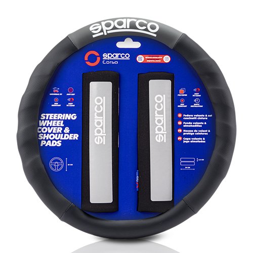 FUNDA VOLANTE+ALMOHADILLA N/GR SPARCO NEGRO/GRIS CS10 - Imagen 2