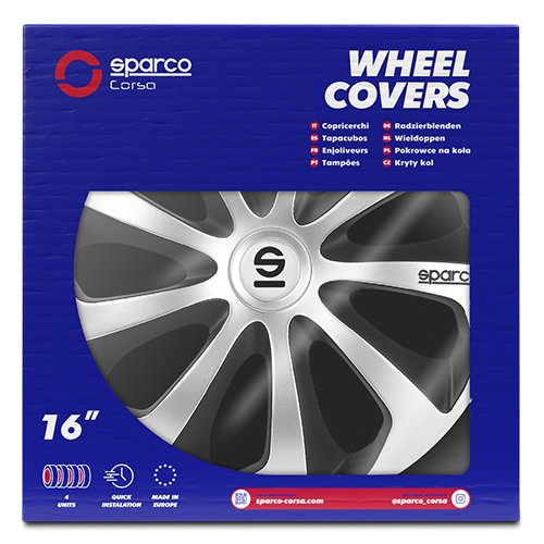 TAPACUBOS SICILIA BICOLOR 16" PLATA/NEGRO SPC 4UDS CS5 - Imagen 2