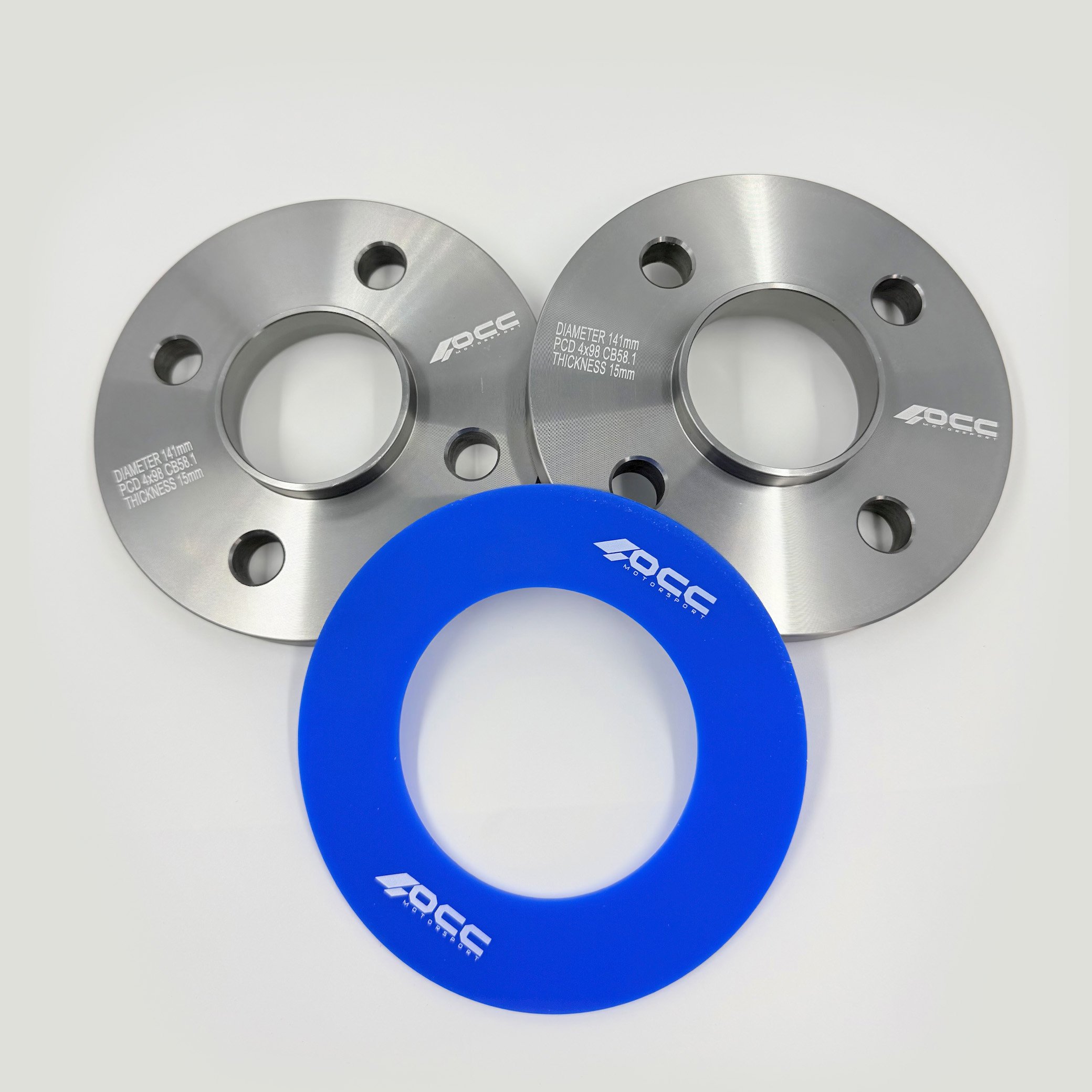 SEPARADORES OCCMOTORSPORT D.CENT. ANCHO:15MM PCD:4X98 BUJE:58,1 BUJE EXT:58,1 OD:141 TORN. M12X1,25 CONIC - Imagen 3